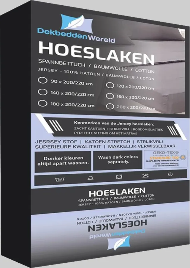 dekbeddenwereld Jersey Stretch Hoeslaken - Extra Stretch Jersey Hoeslaken voor Matrassen – Premium Zacht, Ademend en Duurzaam met Elastiek Rondom voor een Veilige, Kreukvrije Pasvorm en Dagelijks Slaapcomfort - zwart - 200 cm x 220 cm