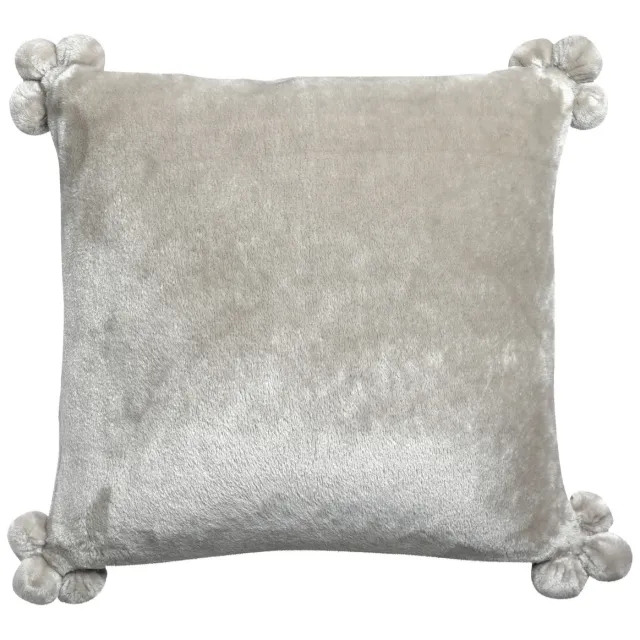 Vivaraise TENDER POMPONS kussenhoes grijs
