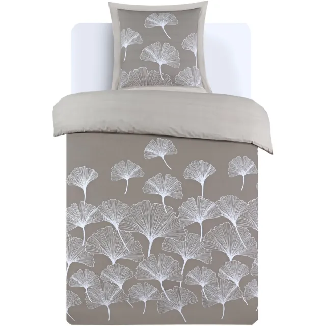VISION home VISION Ginko - Tweezijdig omkeerbaar Dekbedovertrekset - 100% katoen: zacht en soepel - Dekbedovertrek met 1 bijhorende sloop - Beige - Oekotex gecertificeerd