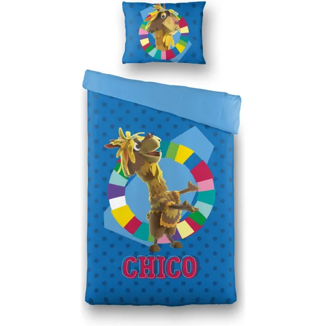 Fabeltjeskrant Chico Lama - Dekbedovertrek - Eenpersoons - 140x200/220 cm + 1 kussensloop 60x70 cm - Blauw