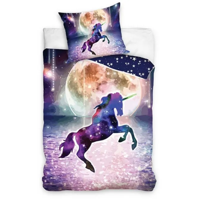 Unicorn Dekbedovertrek Maan en Sterren - 140 x 200 cm - 65 x 65 cm - Katoen Donkerblauw