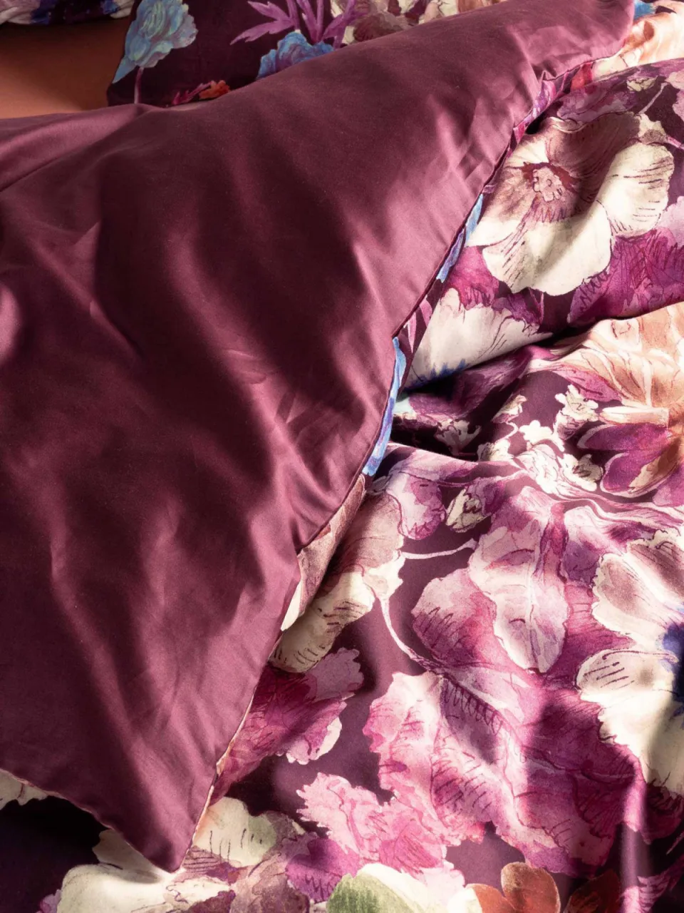Essenza katoen satijnen dekbedovertrek violesta mauve wine, foto 6