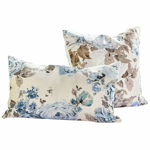 Loberon Kussenhoes set van 2 Cloranne wit/blauw