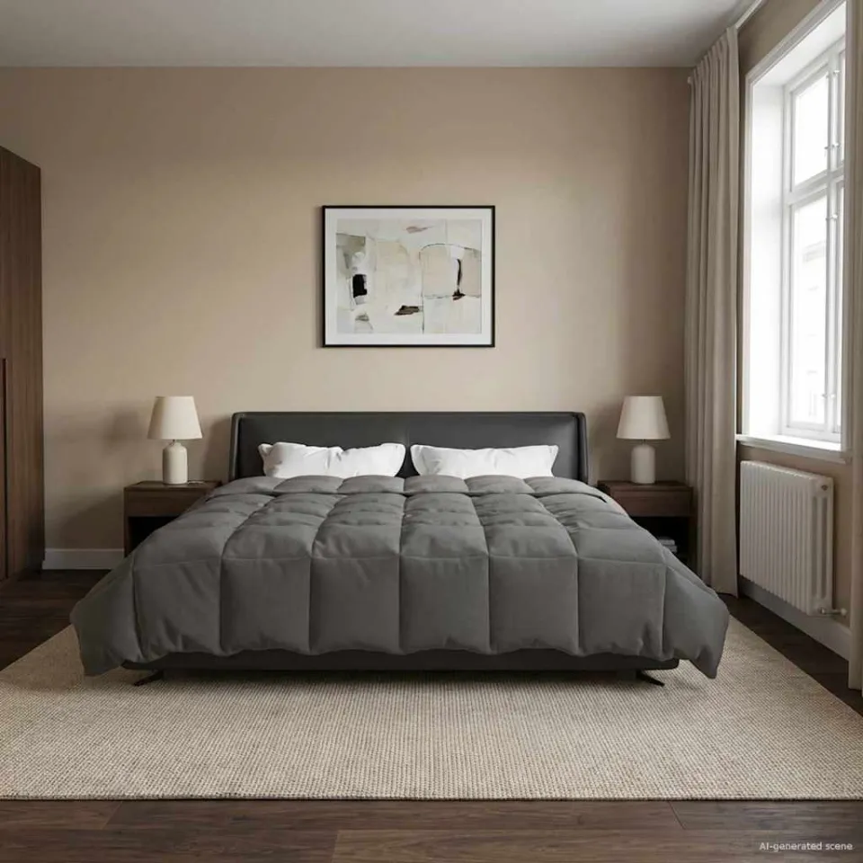 vidaXL Winter Dekbed 240 x 260 cm Winter Microfiber (100% polyester) lichtgrijs, foto 4