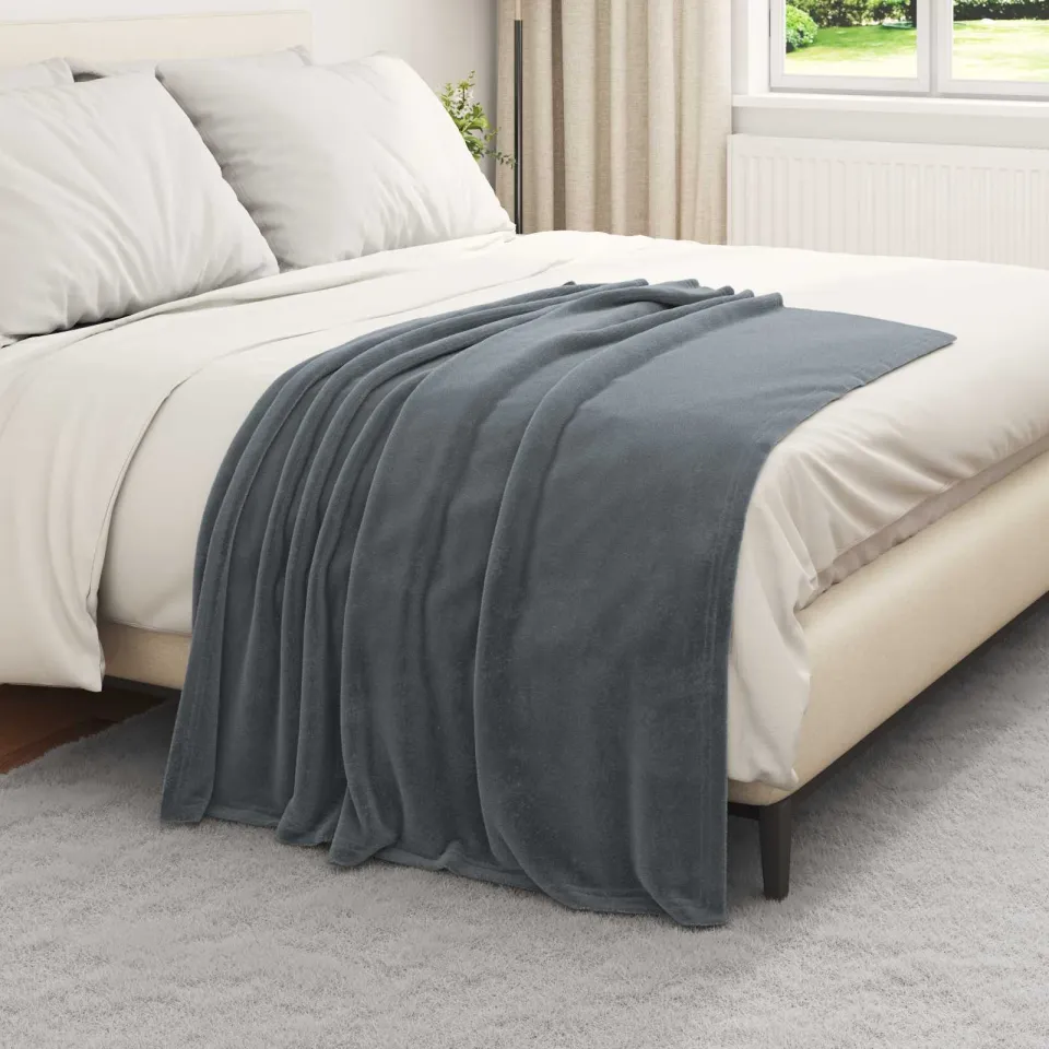 vidaXL plaid Donkergrijs 150 x 130 cm 0,51 kg Fleece, foto 3