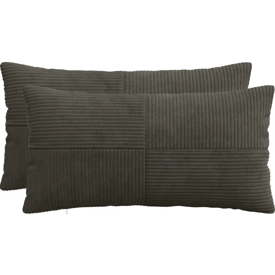 vidaXL Kussensloop 2 st ALMELO Antracietkleurig 40 x 70 cm corduroy Anthraciet