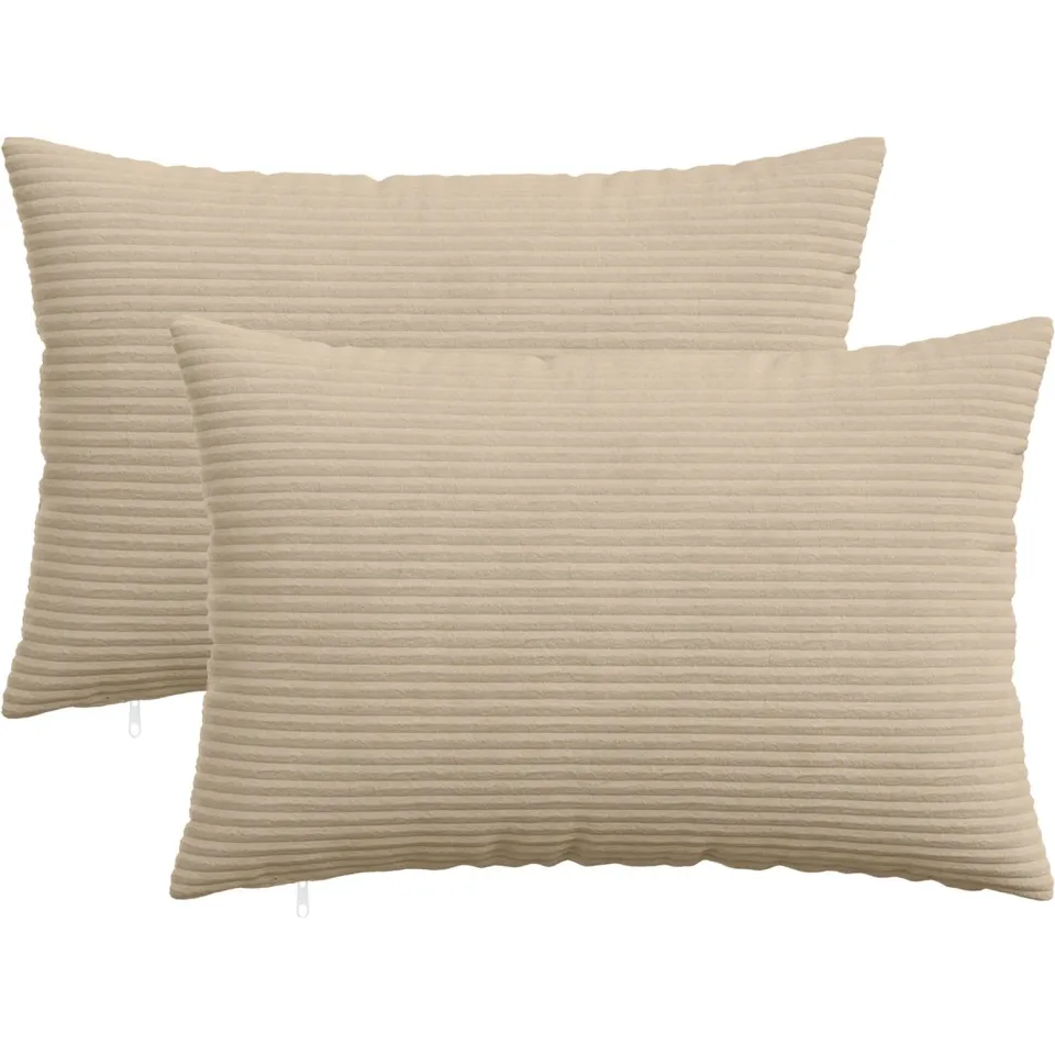 vidaXL Kussensloop 2 st HEERLEN Taupe 50 x 75 cm corduroy, foto 3