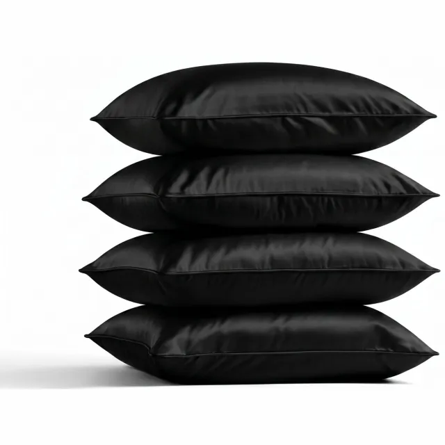 Silk Heaven 4x Zijden Kussensloop 45x65cm Zwart Ritssluiting 19 Momme - Kussensloop set - Luxe Silk Kussensloop 100% moerbei zijde - Zijde kussensloop - Silk Heaven - 45x65cm (voor ergonomische kussens 40x60cm) / Ritssluiting