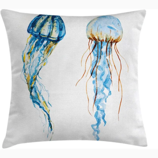 ABAKUHAUS Nautische kussenhoes – kwallen, 40×40 cm, dubbelzijdig bedrukt, turkoois-blauw Türkis Blau