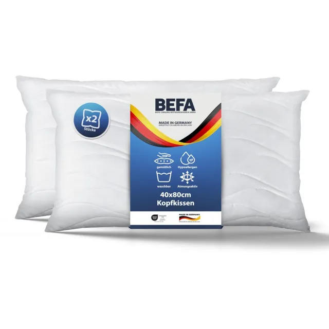 Duraxl Hoofdkussen - Microvezel - 40 x 80 cm - Set van 2 Wit