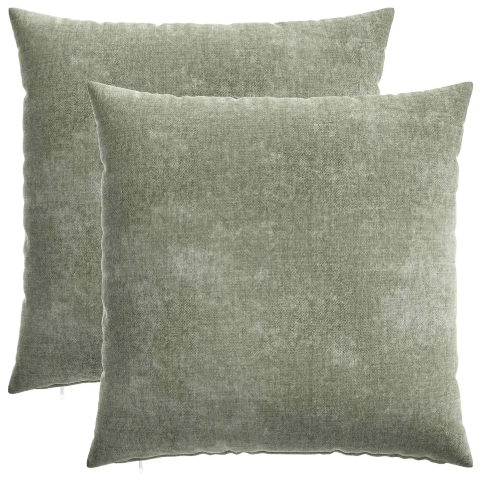 vidaXL Kussensloop 2 st HEERLEN Groen 55 x 55 cm Chenille Stof, foto 3