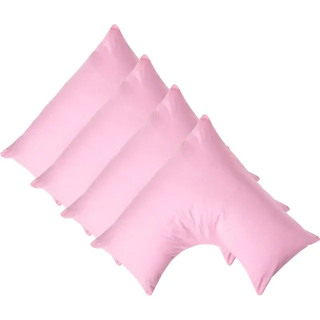 Homescapes Percale Katoen V-Kussensloop Set van 4 - Roze - 100% Egyptisch Katoen - 200TC - 38 x 76 cm