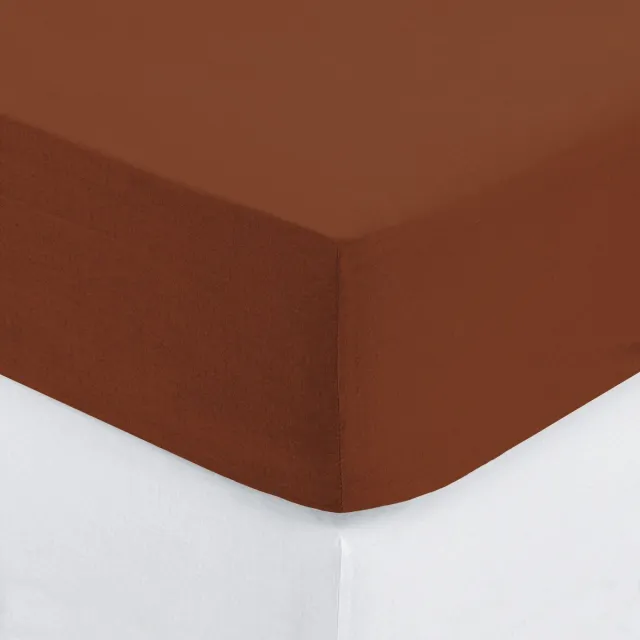 Atmosphera Créateur d'intérieur® Atmosphera Hoeslaken katoen eenpersoons - 90x190cm - Terracotta