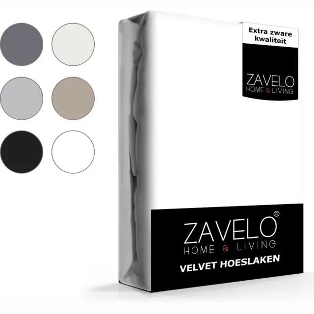 Zavelo Flanel Velvet Hoeslaken Wit - Lits-jumeaux (160x200 cm) - 100% Velvet - Super Zacht - Hoge 30cm Hoek