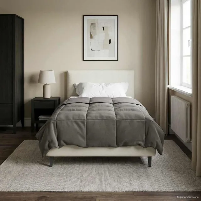 vidaXL Vol jaar dekbed 155 x 220 cm Microfiber (100% polyester) Lichtgrijs