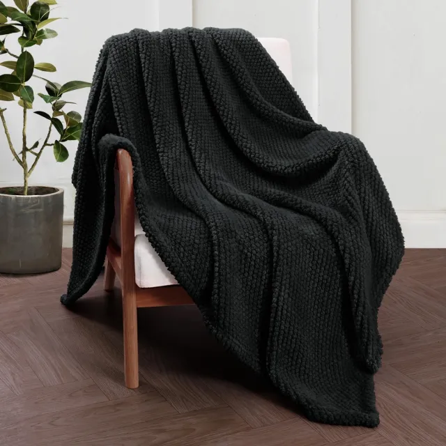 JGS ® Zachte en Warme Flanellen Deken voor Bank en Slaapkamer in Diverse Kleuren en Maten zwart