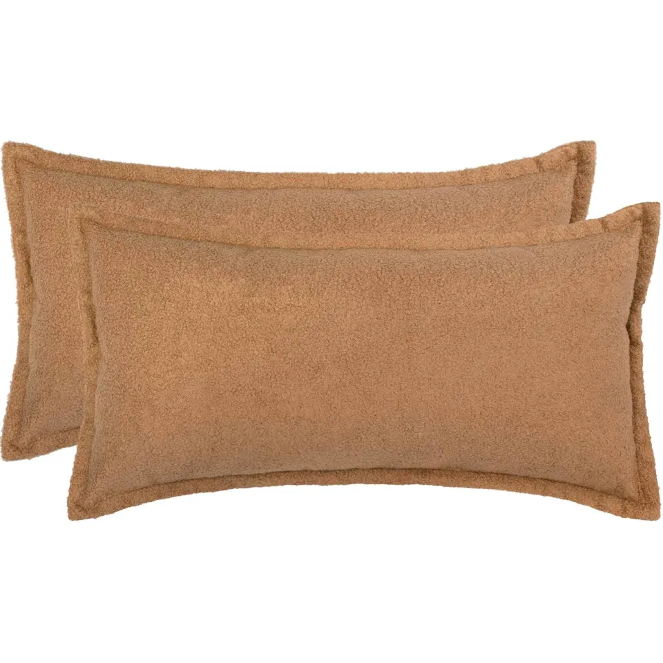 vidaXL Kussensloop 2 st HOUTEN Beige 40 x 70 cm Bouclé, foto 3