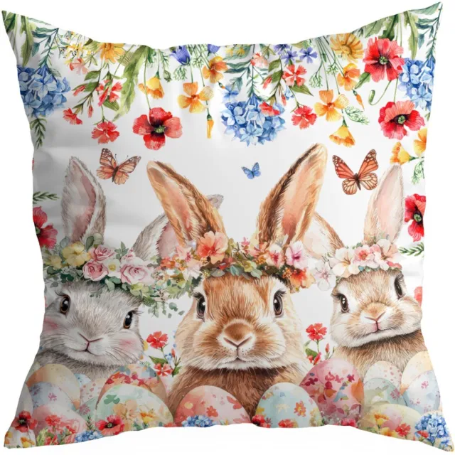 HomeView Decoratieve Kussenhoes 50x50cm - Paashaas - Duurzaam & Kleurrijk Multicolor