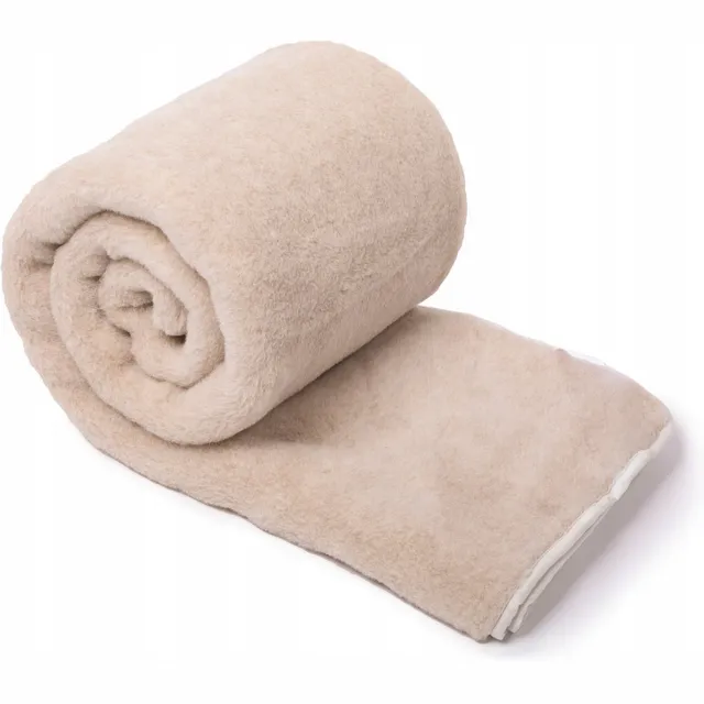 OnceDoce® Wollen Deken 180x200cm 100% zuivere Australische Merino scheerwol OnceDoce® 460 g/m² Woolmark-certificaat – Warm Ademend Zacht – Wasbaar – Beige beige taupe