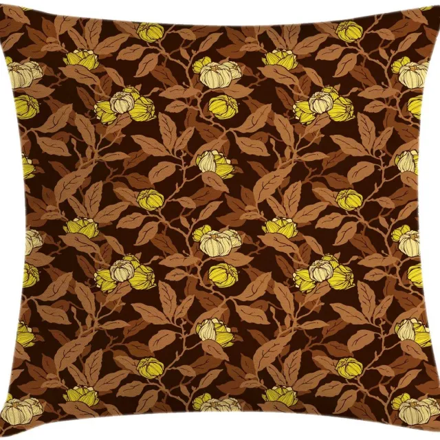 ABAKUHAUS Bloemenkussenhoes – Dubbelzijdig 40x40 cm – Seal Brown en Multicolor