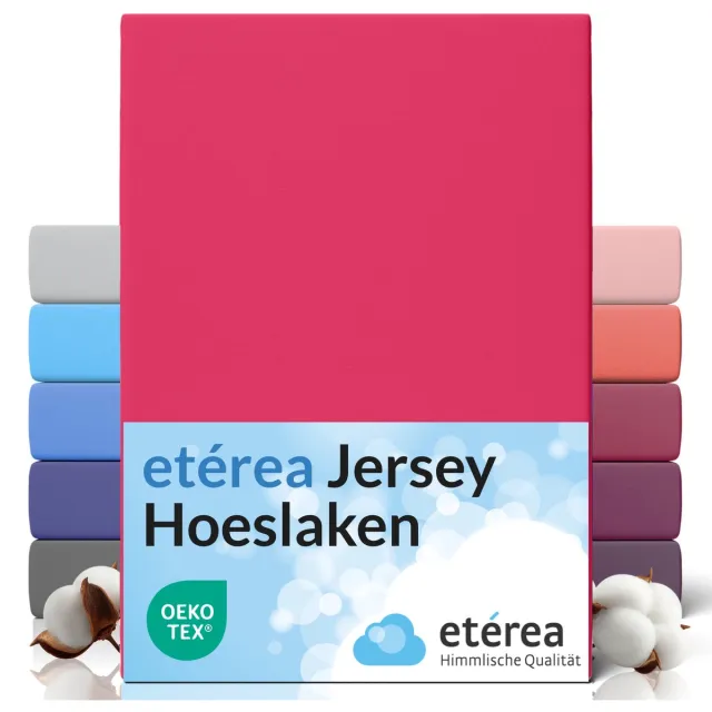 etérea Himmlische Qualität etérea Jersey Hoeslaken 140x200 - 160x200 cm Oekotex Made in Green - 100% katoen - Roze pruim