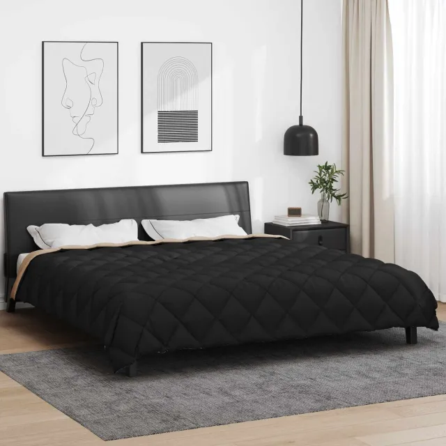 vidaXL Winter Dekbed 220 x 240 cm 450 gsm Microvezel Zwart en Taupe