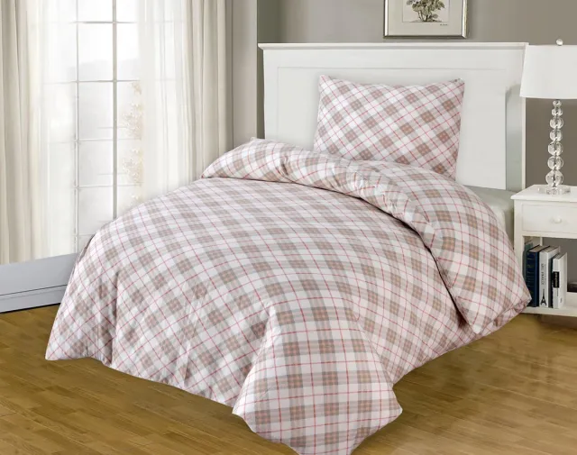 BED GLOW & APPAREL 1-Persoons Dekbedovertrekset 140x200 cm met 1 Kussenslopen 60x70 cm – 100% flannel– Vrierkanten wit