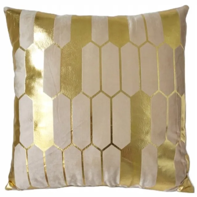 Granda Decoratieve Kussenhoes 45x45 cm Beige Velours Geometrisch