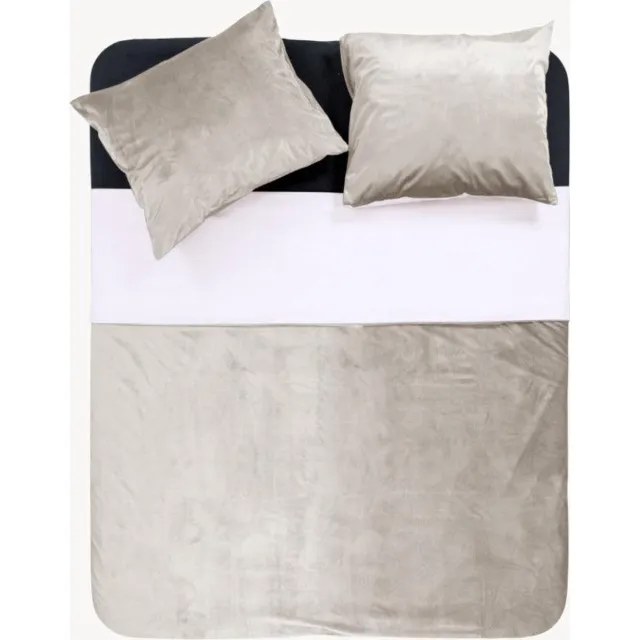 Y-NOT - Dekbedovertrek met kussensloop - Fluweel/Velvet Two Tone Silver/Wit - 1 Persoons - 140x200/220 cm