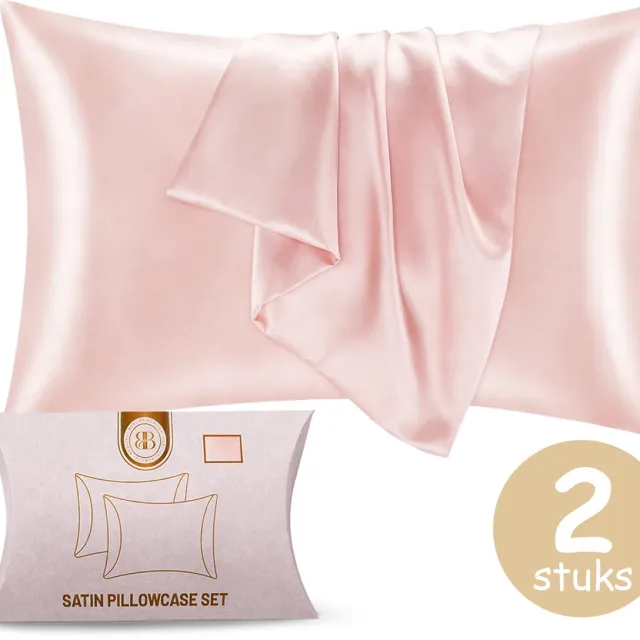BeBliss Satijnen Kussensloop - Anti Allergeen - Haarverzorging - Curly Girl - Krullend Haar Producten - Kussenhoes - 60 x 70 cm - Set van 2 - Roze