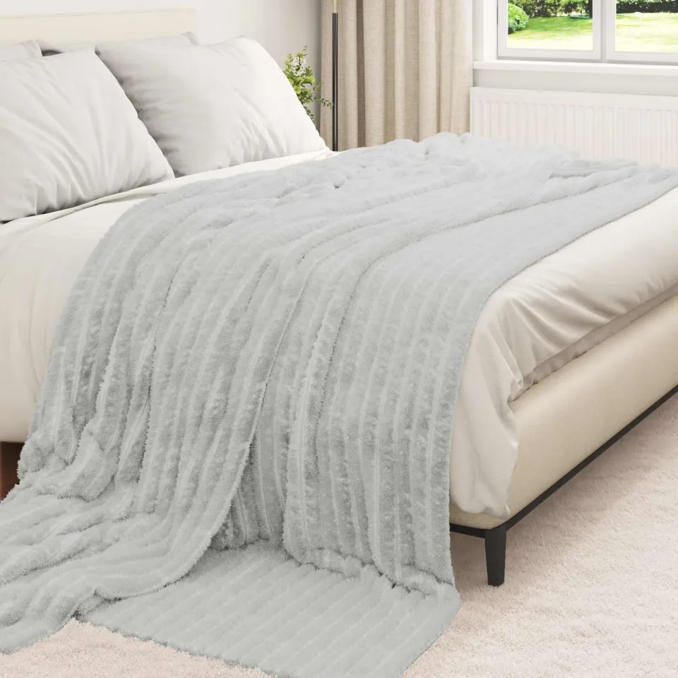 vidaXL plaid Grijs 270 x 240 cm 1,77 kg Fleece, foto 3