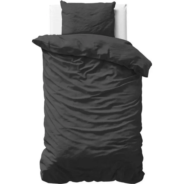Primaviera Deluxe Uni Satijn - Dekbedovertrek - Eenpersoons - 140x200/220 + 1 kussensloop 60x70 - Zwart Wit
