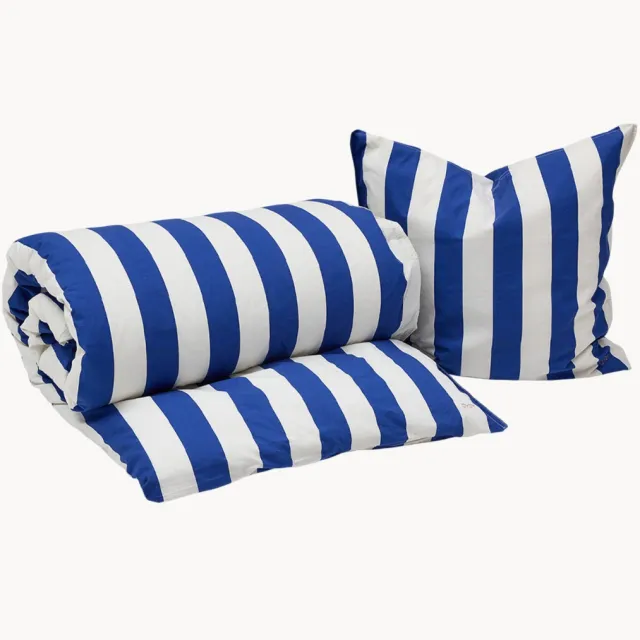 OYOY Mini Kinderbeddengoed Shima van katoensatijn Blauw