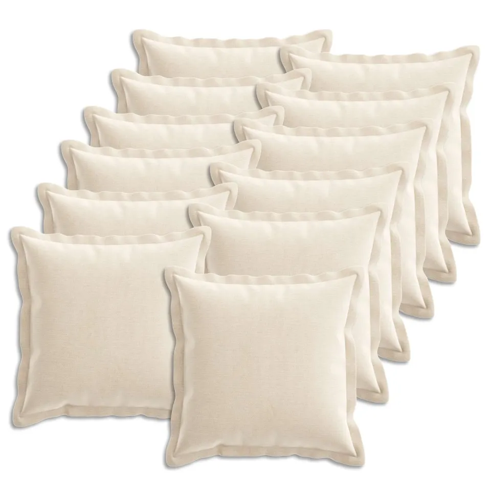 vidaXL Kussensloop 12 st HOUTEN Crèmekleurig 40 x 40 cm Chenille Stof, foto 3