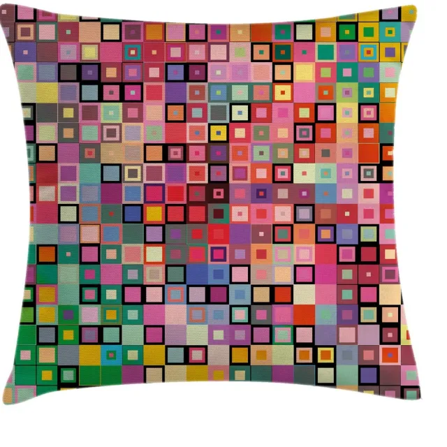 ABAKUHAUS Geometrische Kussenhoes – 50x50 cm – bedrukt aan beide zijden – multicolor Rosa