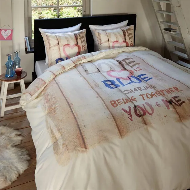 Dreamhouse Bedding Love is Blue - Dekbedovertrekset - Lits-Jumeaux - 240x200/220 + 2 kussenslopen 60x70 - Blauw zand