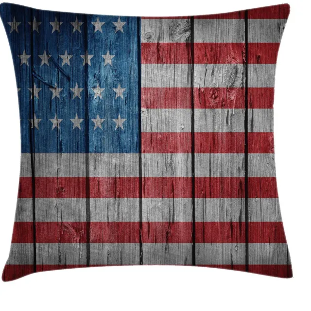 ABAKUHAUS Retro-kussenhoes – Vintage Amerikaanse vlag – 40x40 cm – dubbelzijdig, wasbaar Hellgrau