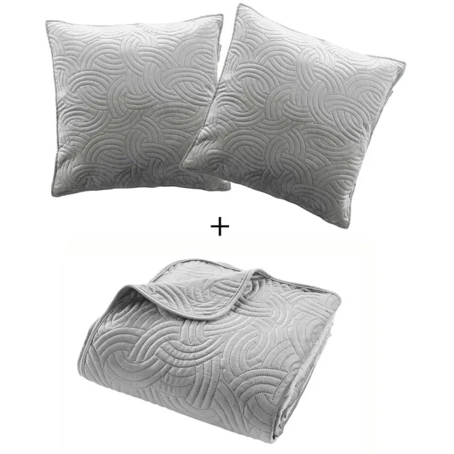 Douceur d'intérieur - Wereldwijde beddengoedset SOLANGE, dekbed + 2 kussenslopen - grijs