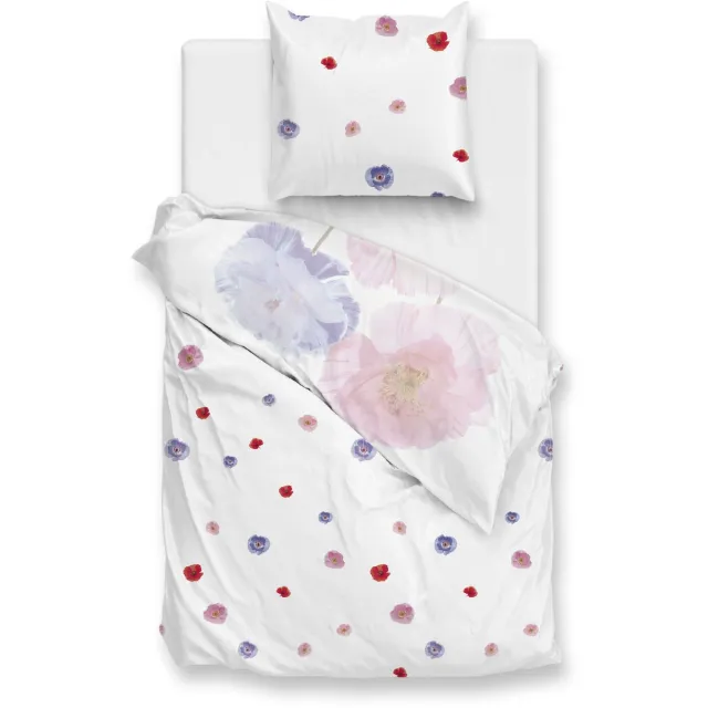 Zohome Dekbedovertrek Poppy - Bedlinnen met Bloemen print - Wit - Dekbedhoes van 100% Katoen