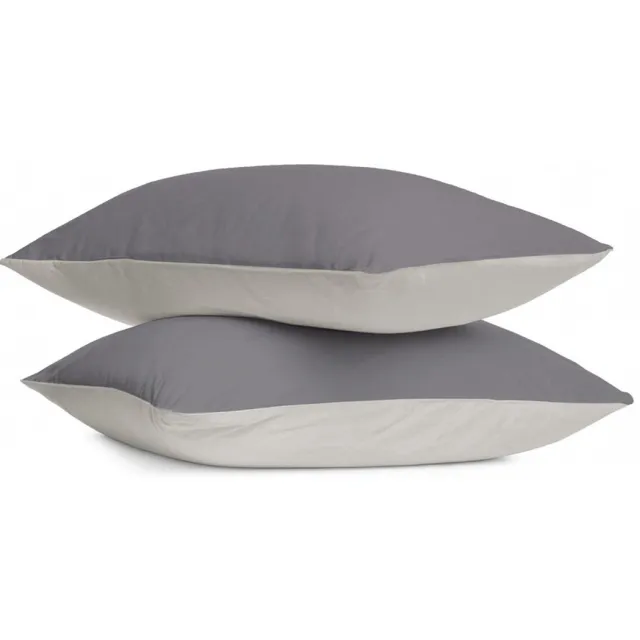 BYRKLUND Kussensloop Wash & Rest - 2x 60x70 - Zand / Antraciet - 100% Polyester