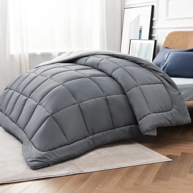 Unyqoos ® Warm en Comfortabel Omkeerbaar Dekbed voor Alle Seizoenen, 135 x 200 cm, Grijs, 300 g/m²