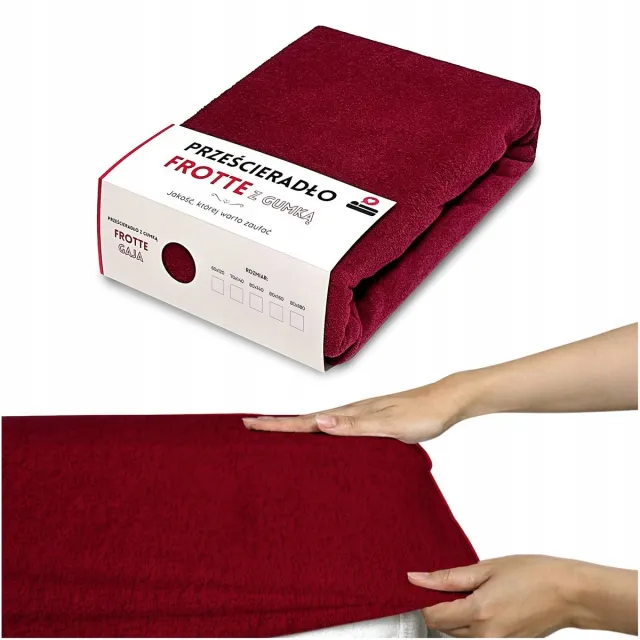 LOZKOHOLICY.PL Frotte hoeslaken met elastiek 70x140 cm, dik katoen, bordeauxrood