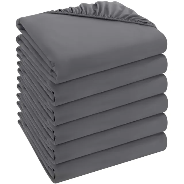 Ibenzoa Ultrazachte Set van 6 Luxe Hoeslakens van Microvezel voor Optimaal Slaapcomfort grijs