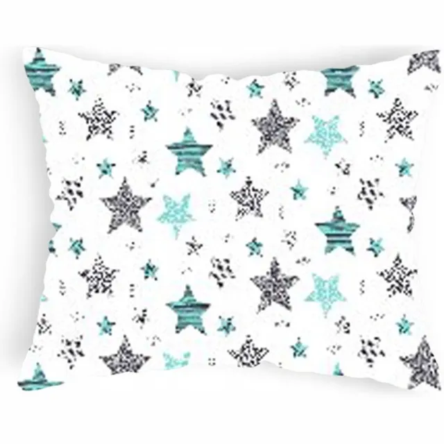 Designpremium Katoenen Kussensloop Sterren 40x60 cm Wit Turkoois Wit, Turquoise