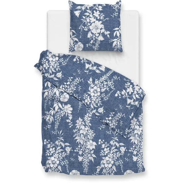 Zohome Dekbedovertrek Ibisco di Lino - Urban Blue - Bloemen - Dekbedovertrek - 100% Katoen Lino Urban Blue