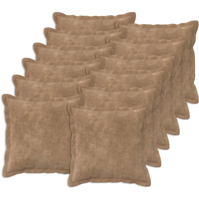 vidaXL Kussensloop 12 st HOUTEN Taupe 45 x 45 cm Microfiber Fleece