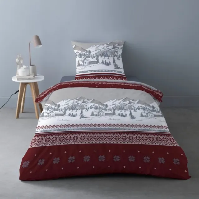 Better Nights Luxe Katoen Flanel dekbedovertrek Navacerrada rood grijs wit