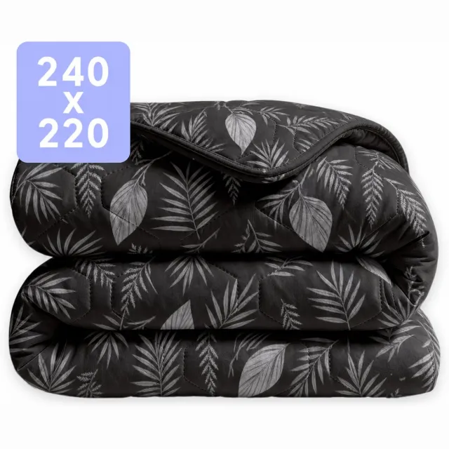 Happybed Dekbed zonder overtrek 240x220 - Wasbaar All Year - Bedrukt dekbed zonder hoes - Hoesloos Dekbed - Lits Jumeaux - Black leaves