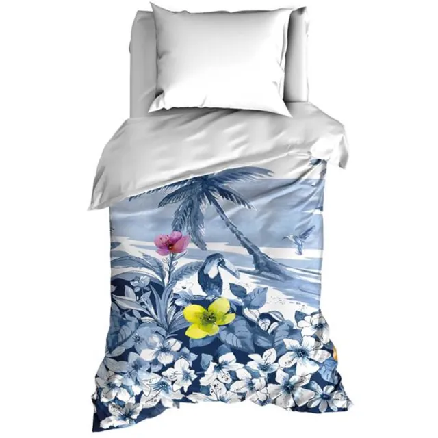 Satin D Or Satin d'Or Lagoon Dekbedovertrek - Eenpersoons - 140x200/220 cm - Blauw