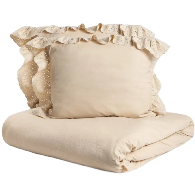 Homla Beddengoed | MORAINE | microvezel beige met kant | 220x200 + 2*50x60cm | 734403